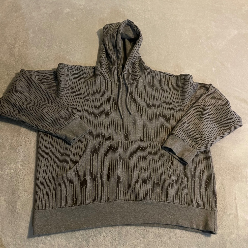 Xersion Mens Large Gray Rain Camo Pullover Hoodie Sweatshirt L Cotton Blend Gym